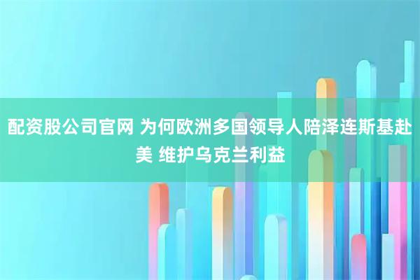 配资股公司官网 为何欧洲多国领导人陪泽连斯基赴美 维护乌克兰利益
